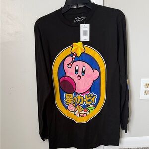 Nintendo Black Long Sleeve Tee with Kirby Design